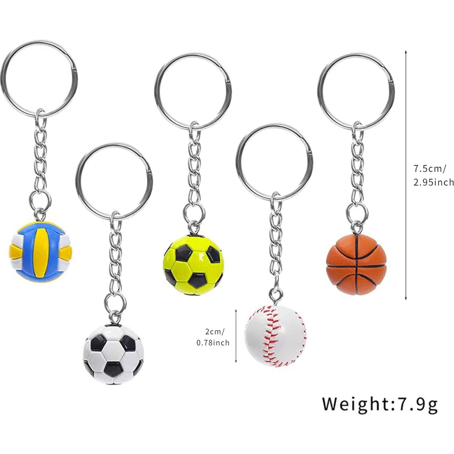 Llaveros de bola deportiva 3D Fuerxy - Fútbol, 2 cm