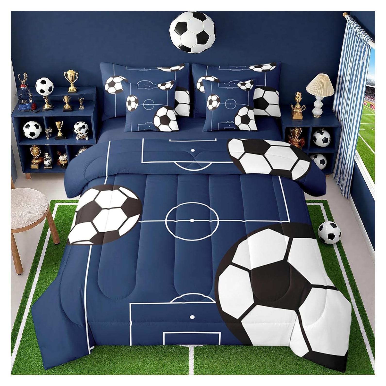 Conjunto de Ropa de Cama Feelyou Fútbol Completo 7 Piezas