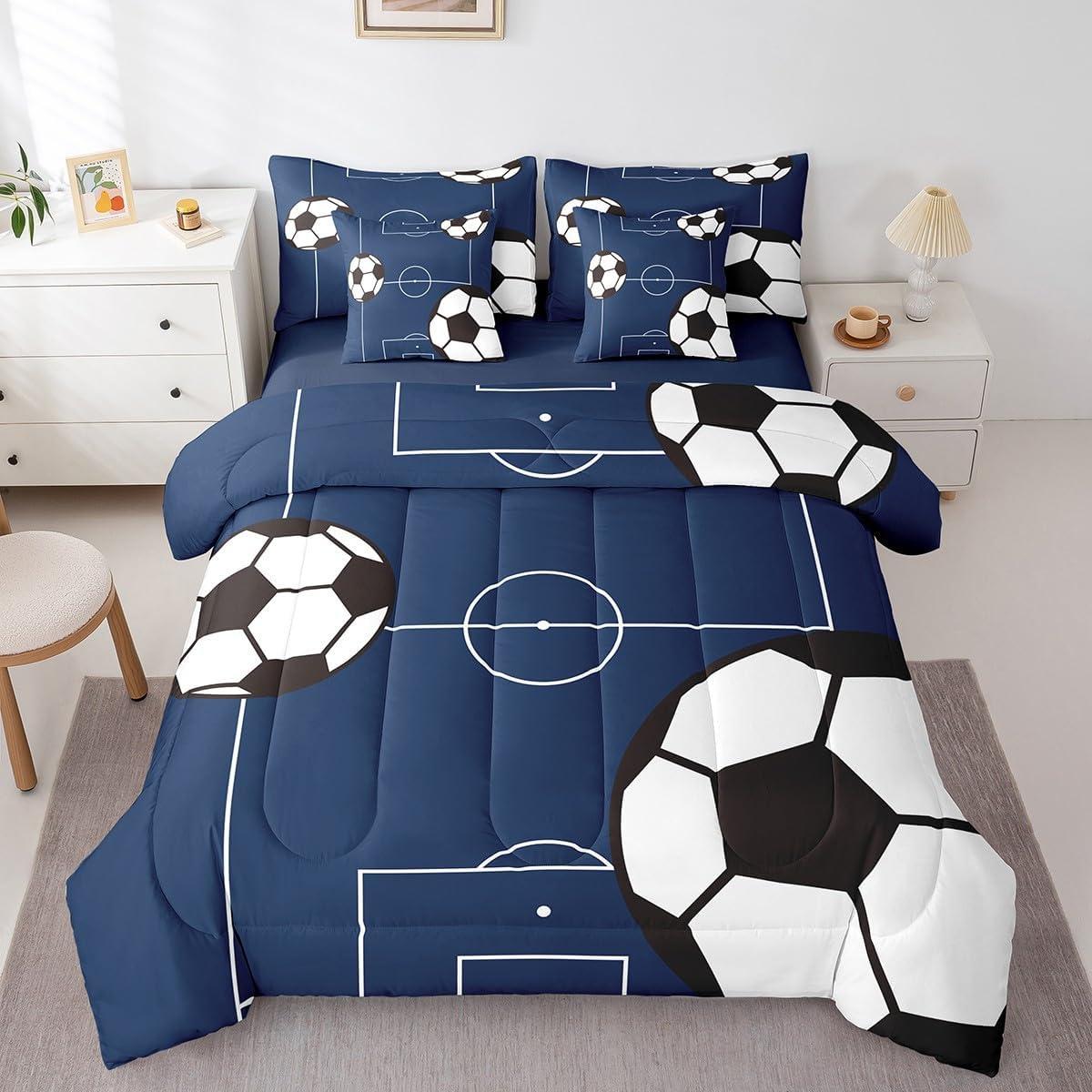 Conjunto de Ropa de Cama Feelyou Fútbol Completo 7 Piezas