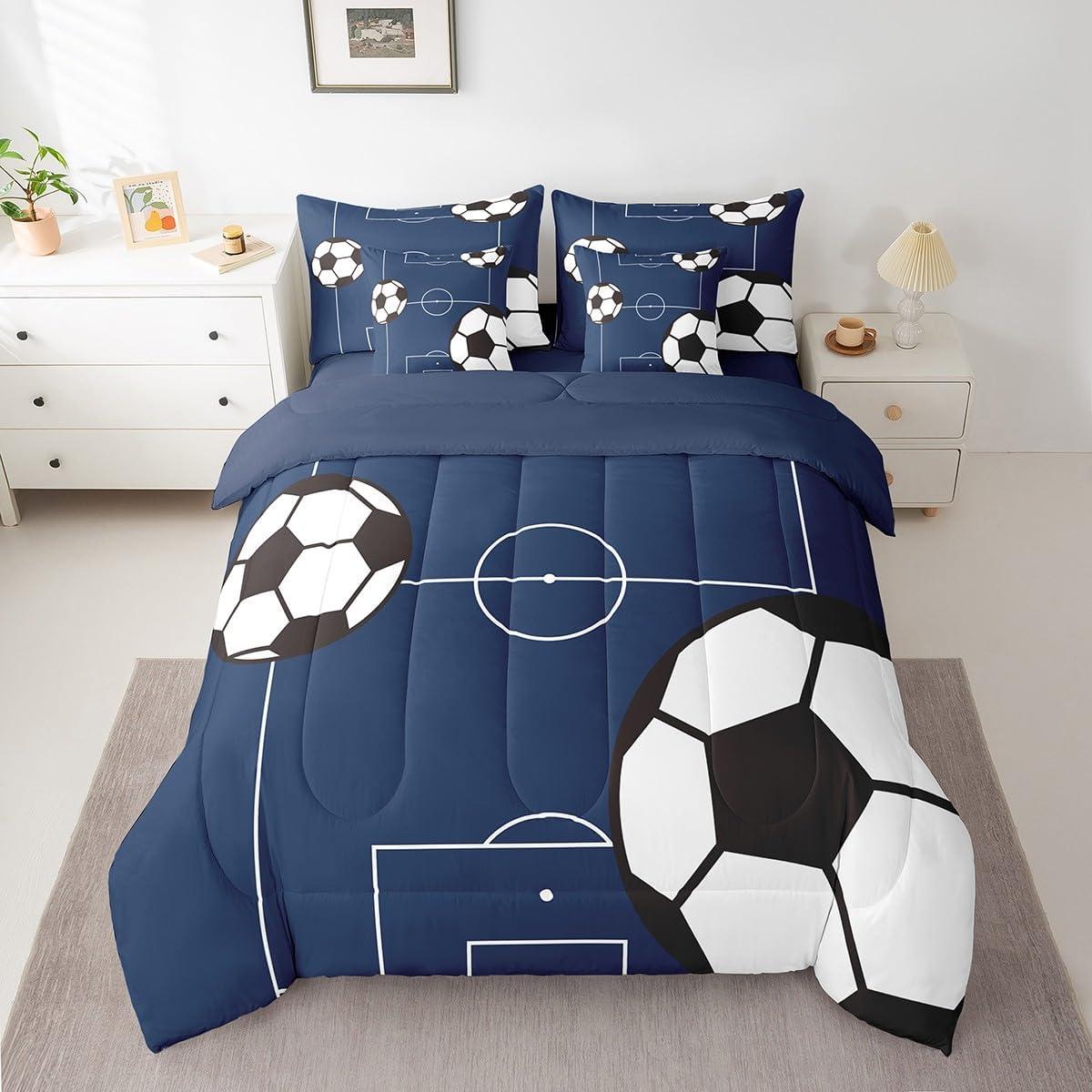 Conjunto de Ropa de Cama Feelyou Fútbol Completo 7 Piezas