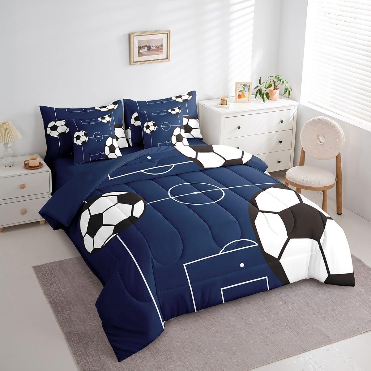 Conjunto de Ropa de Cama Feelyou Fútbol Completo 7 Piezas