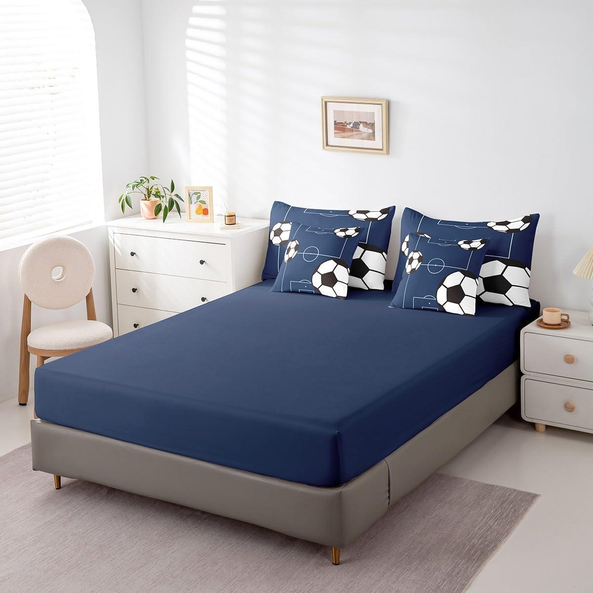 Conjunto de Ropa de Cama Feelyou Fútbol Completo 7 Piezas