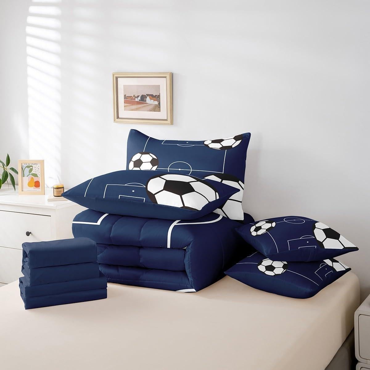 Conjunto de Ropa de Cama Feelyou Fútbol Completo 7 Piezas