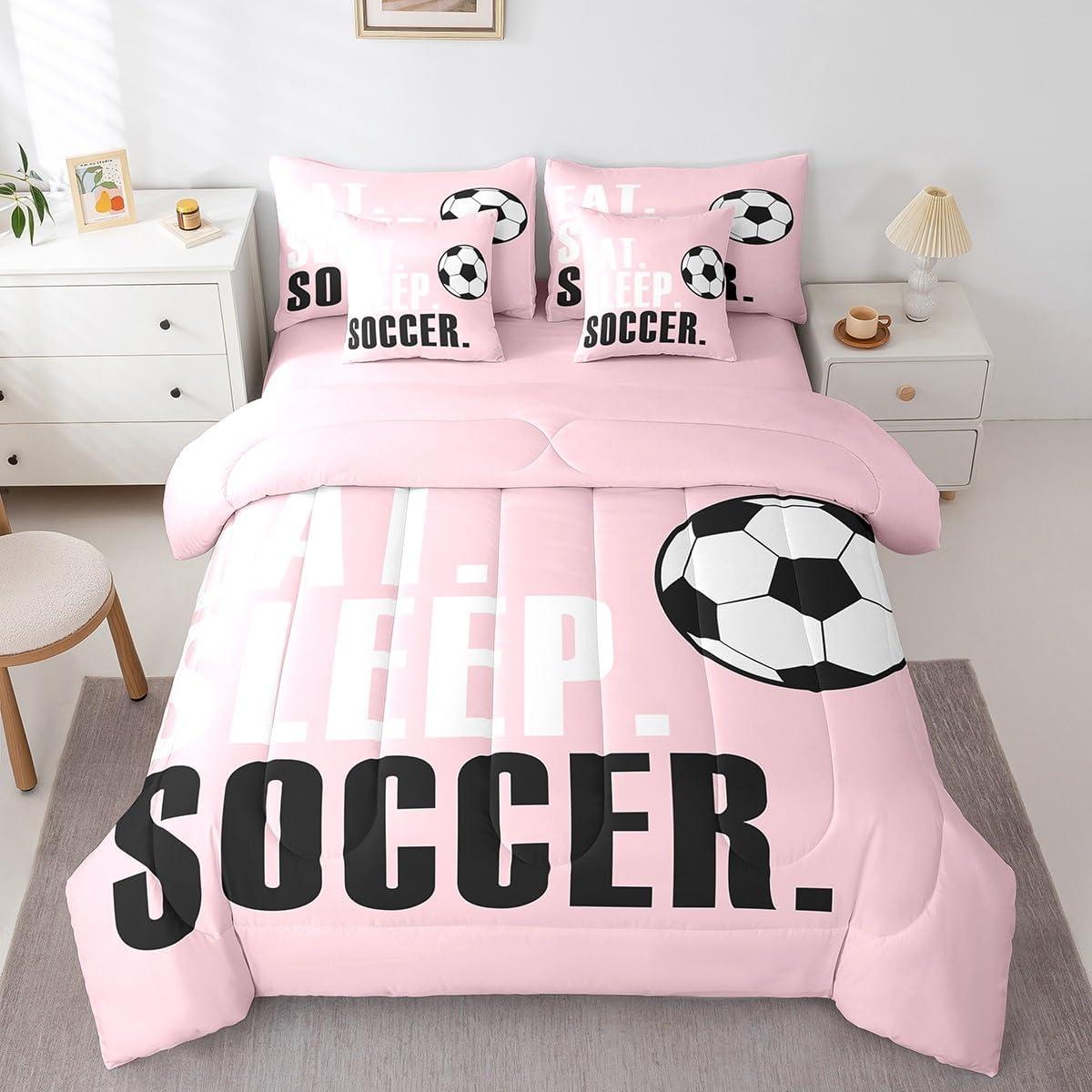 Conjunto de Edredón Feelyou Fútbol 7 Piezas Completo Rosa