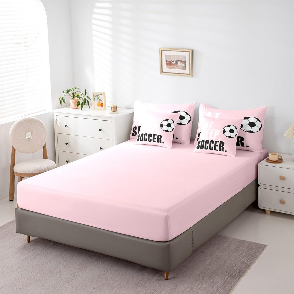 Conjunto de Edredón Feelyou Fútbol 7 Piezas Completo Rosa