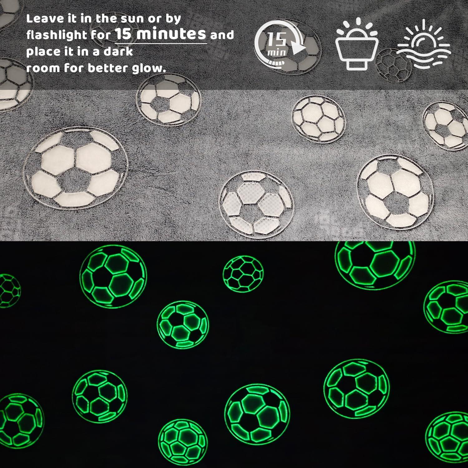 Manta de Fútbol Gris ORCYSR 127x152 cm Brilla en la Oscuridad