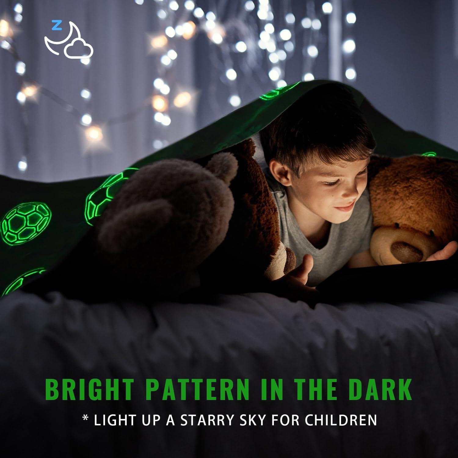 Manta de Fútbol Gris ORCYSR 127x152 cm Brilla en la Oscuridad