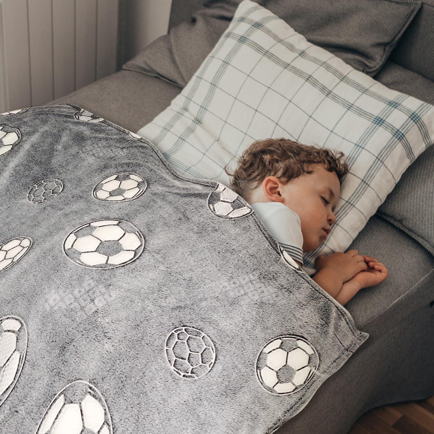 Manta de Fútbol Gris ORCYSR 127x152 cm Brilla en la Oscuridad