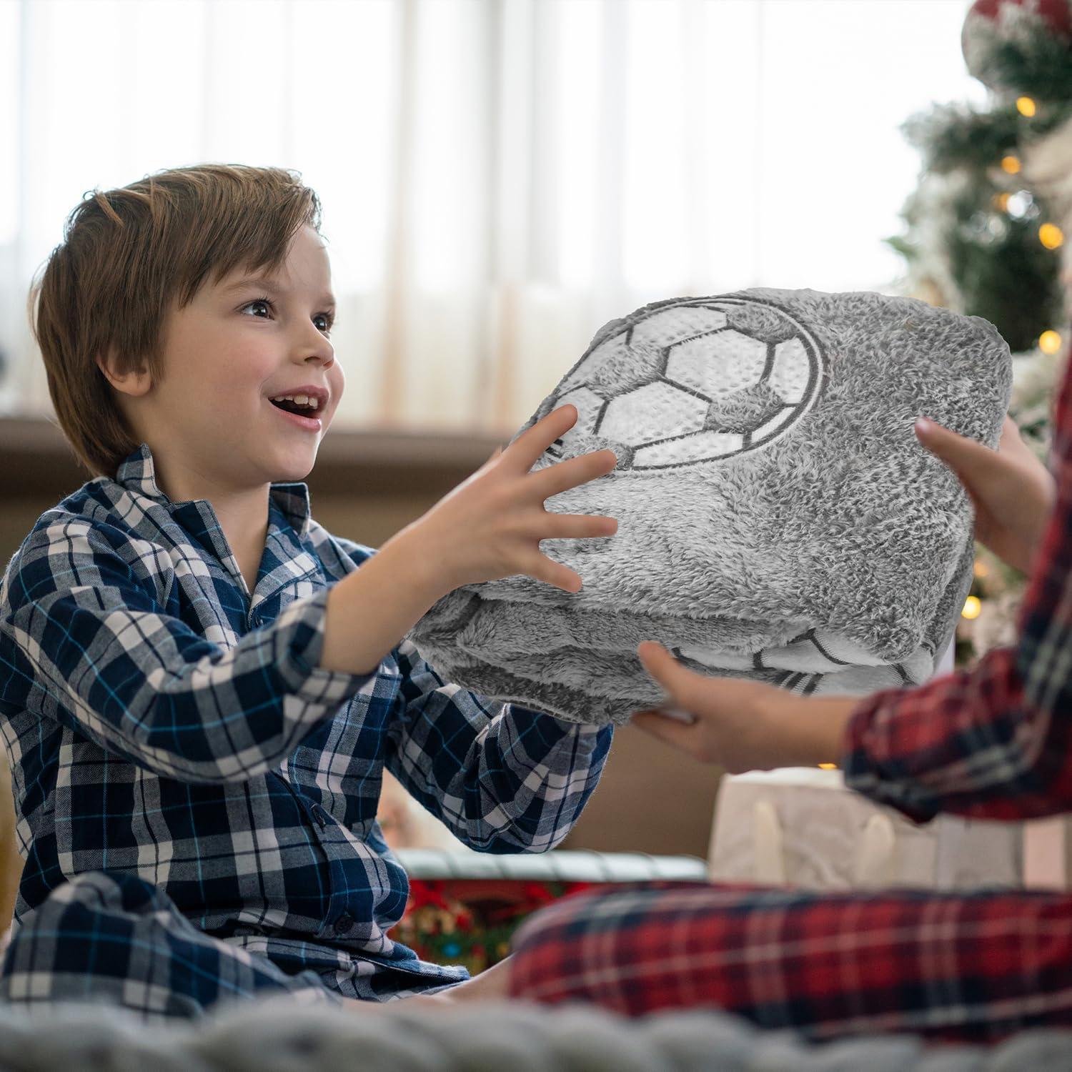 Manta de Fútbol Gris ORCYSR 127x152 cm Brilla en la Oscuridad