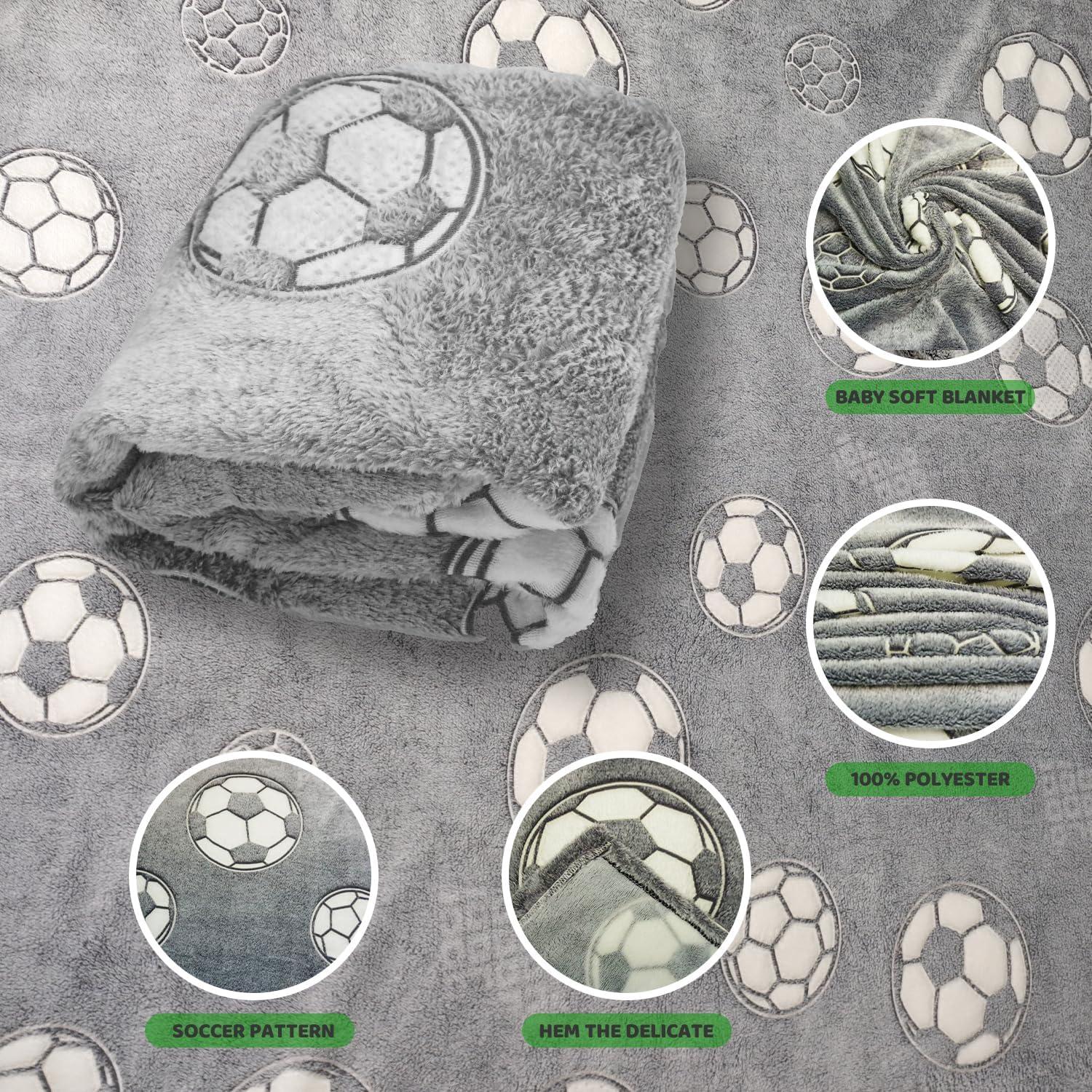 Manta de Fútbol Gris ORCYSR 127x152 cm Brilla en la Oscuridad