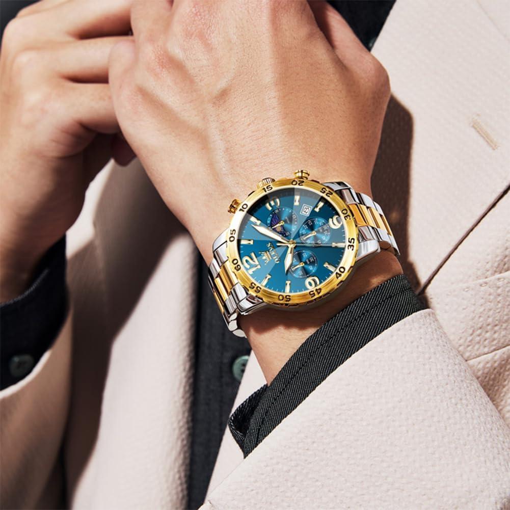 Reloj OLEVS Analógico Azul para Hombres Acero Inoxidable 44mm