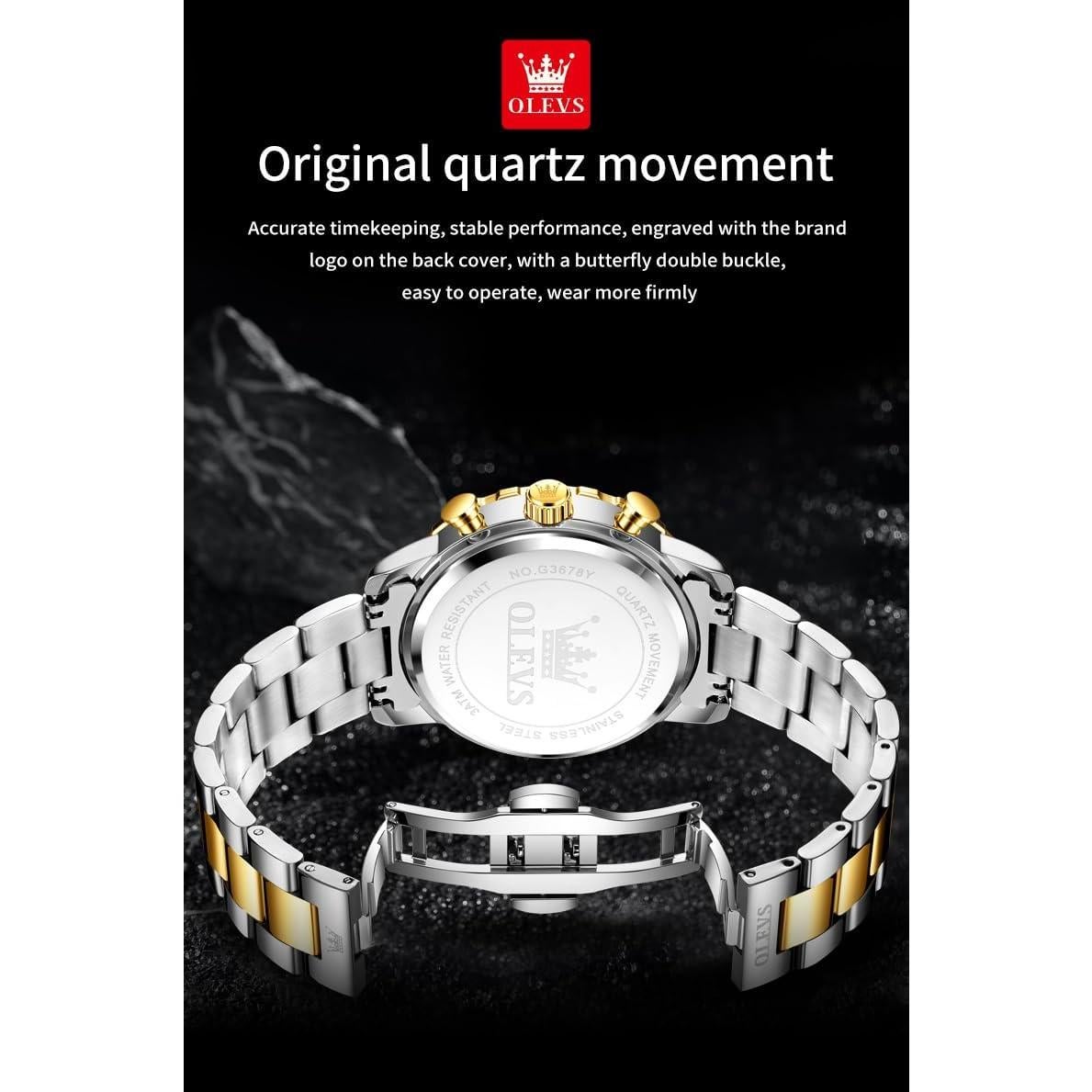 Reloj OLEVS Analógico Azul para Hombres Acero Inoxidable 44mm