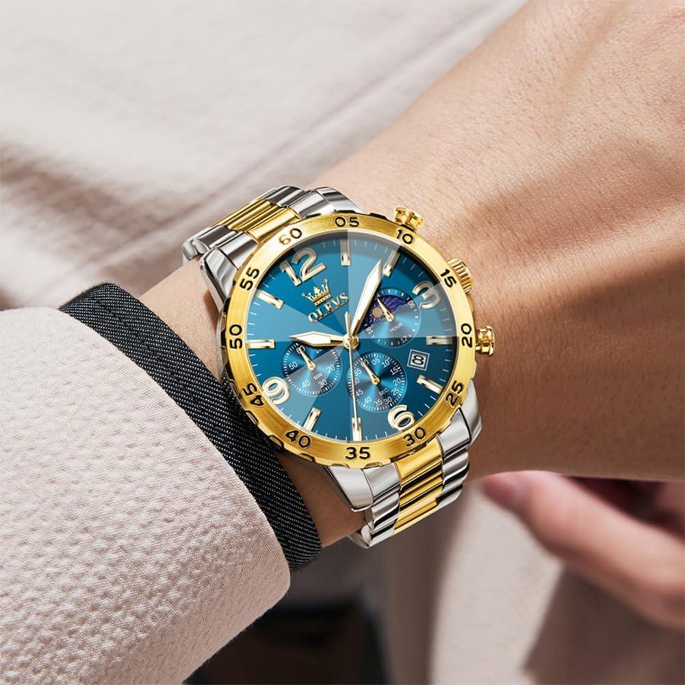 Reloj OLEVS Analógico Azul para Hombres Acero Inoxidable 44mm
