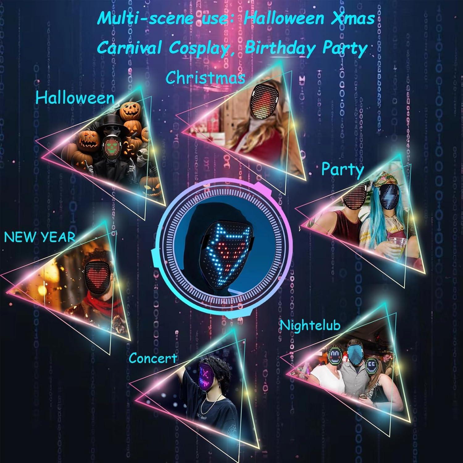 Máscara LED JDBMAOYE con Sensor de Gestos - 50 Patrones