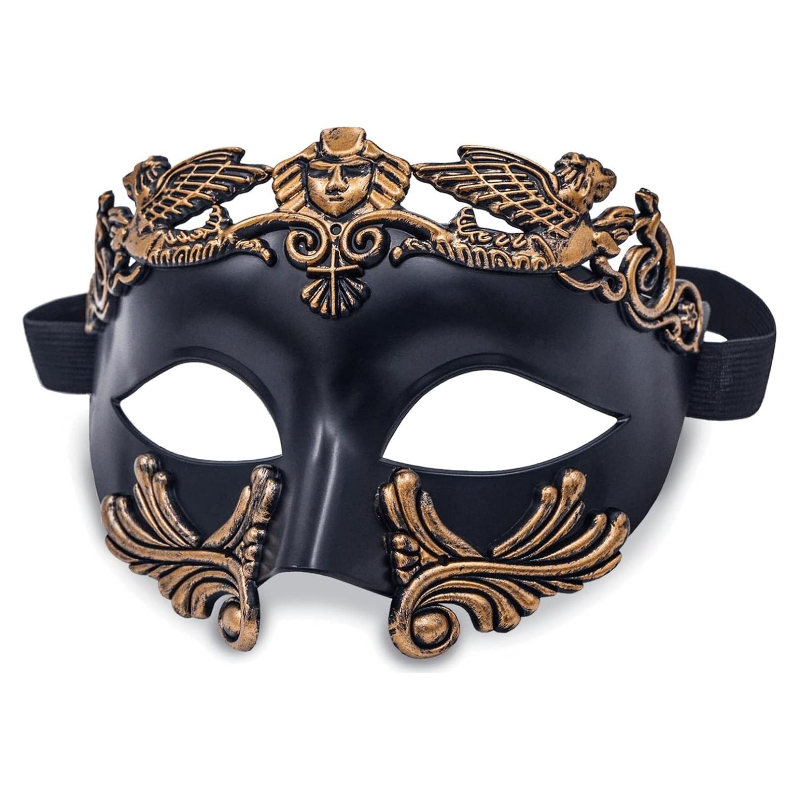 Máscara Veneciana de Medio Rostro MYSEUNI para Hombres - Brass Antiguo