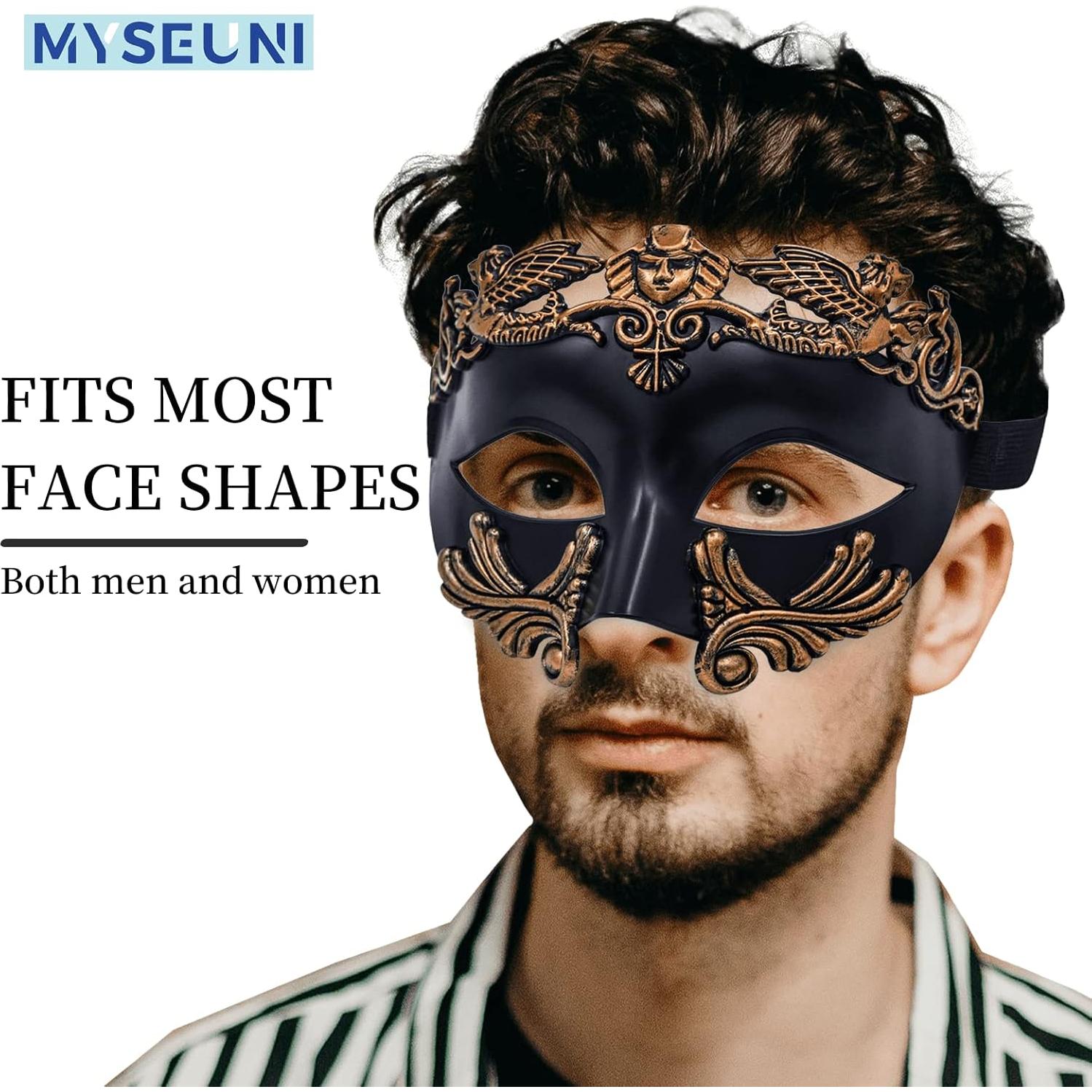 Máscara Veneciana de Medio Rostro MYSEUNI para Hombres - Brass Antiguo