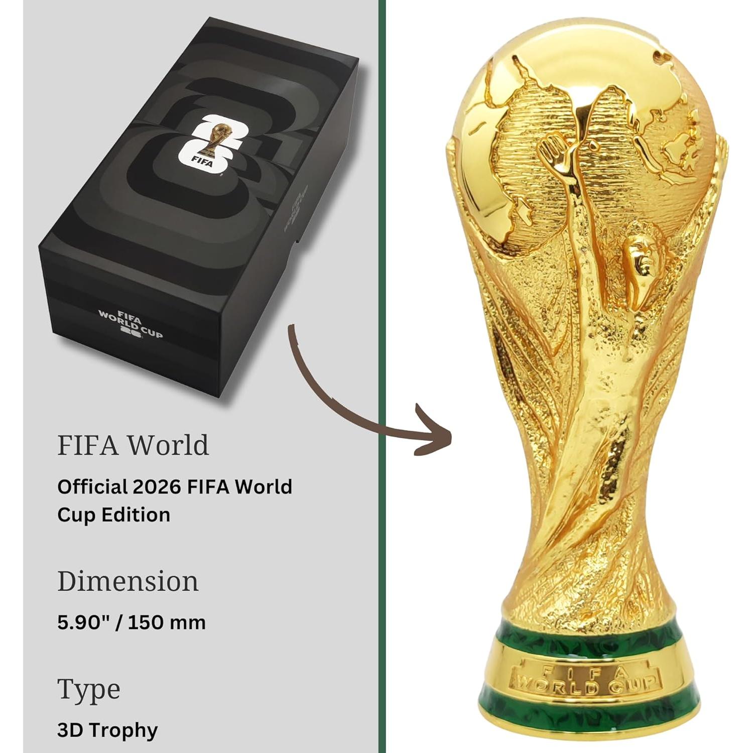 Trofeo 3D Copa Mundial FIFA 2026 Wagon 150 mm Dorado