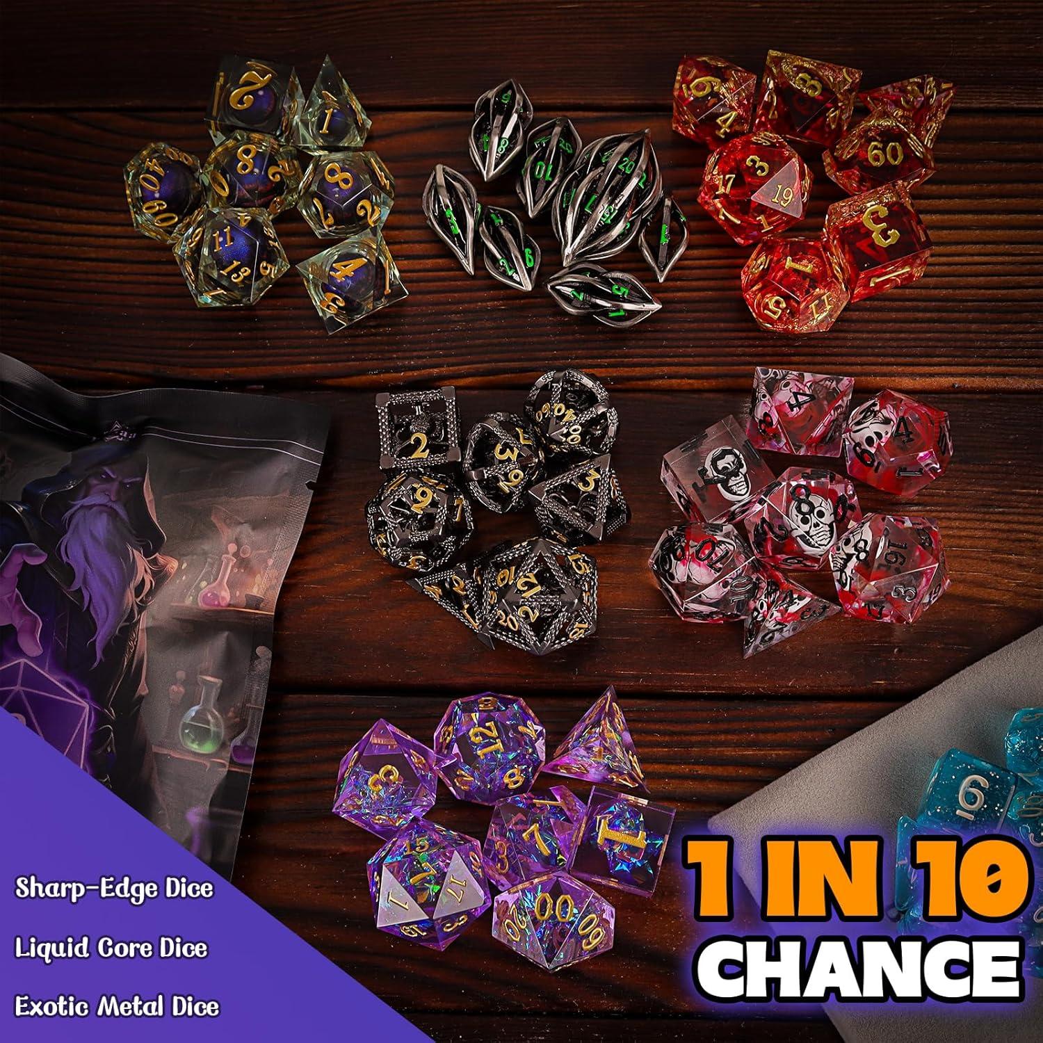 Conjunto de Dados Poliedricos RPG BiiSaa - 7 Dados + Monedas