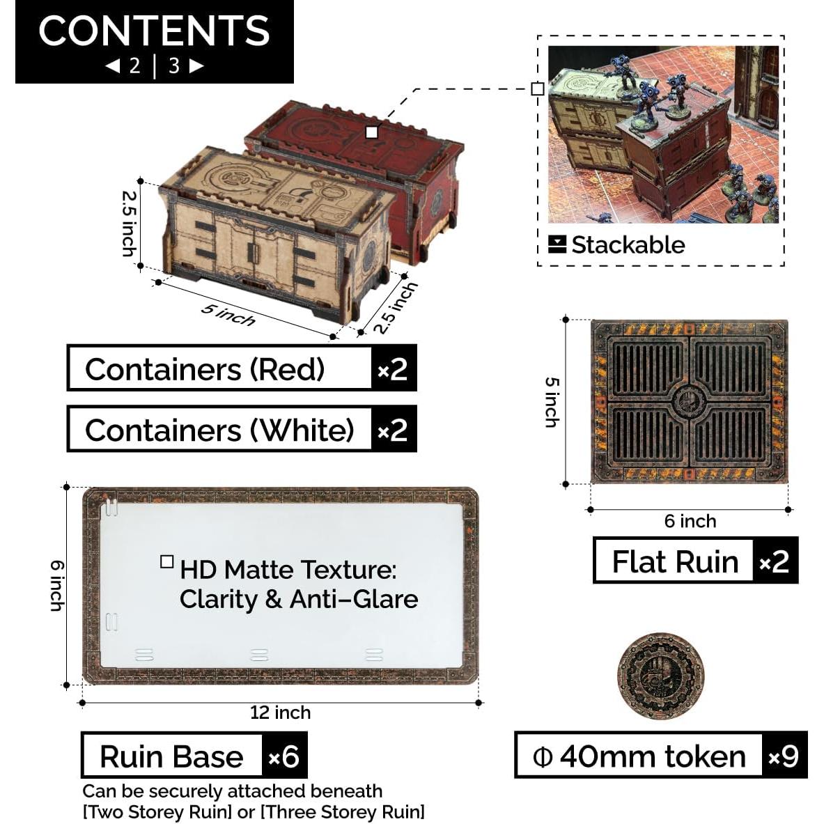 Kit de Terreno de Mesa Jucoci 9PCS Compatible WH40K Blanco