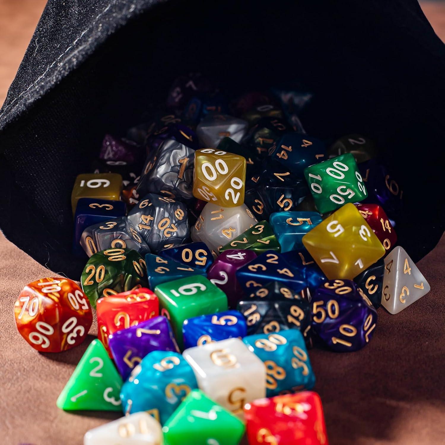 Juego de Dados Poliedricos Acrílicos Rolledomain 84 Piezas D&D