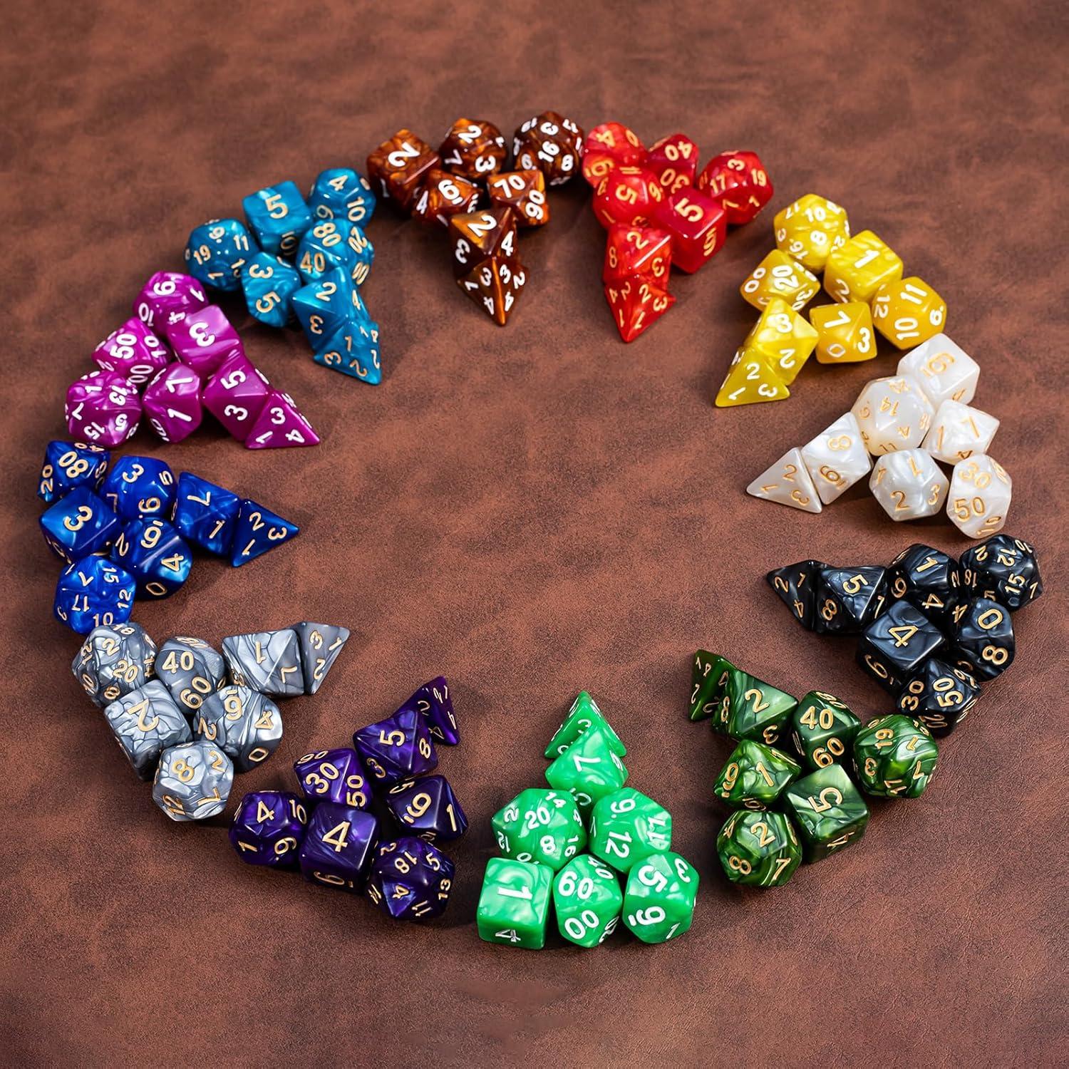 Juego de Dados Poliedricos Acrílicos Rolledomain 84 Piezas D&D