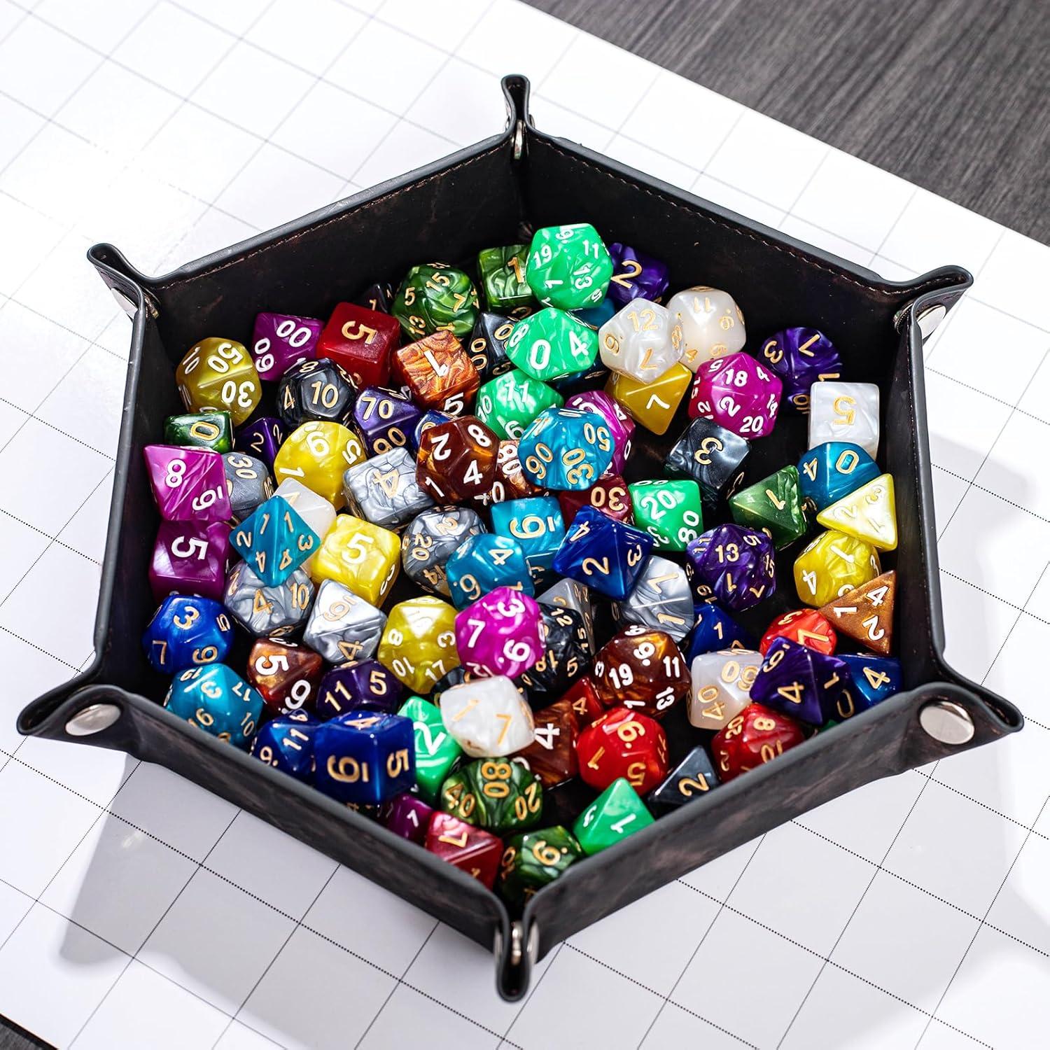 Juego de Dados Poliedricos Acrílicos Rolledomain 84 Piezas D&D
