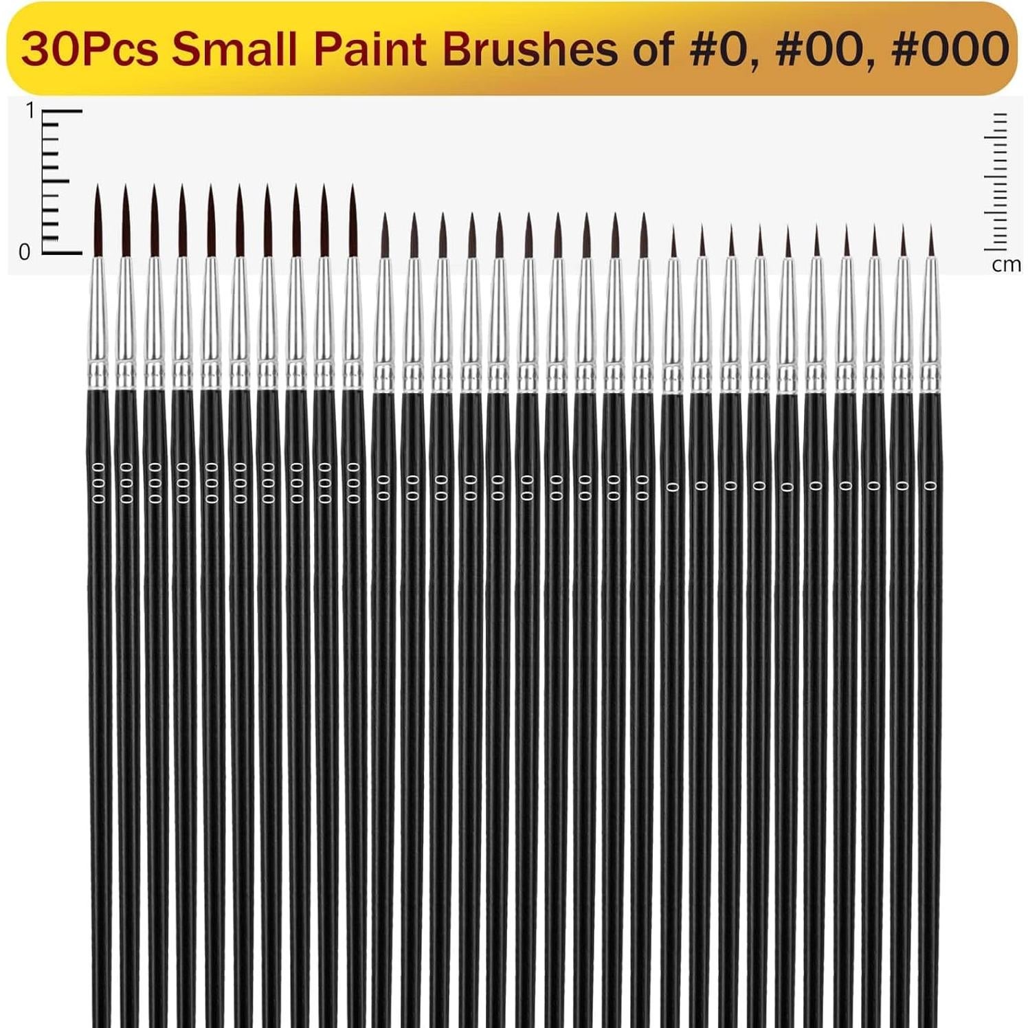 Juego de Pinceles de Detalle Anezus 30 Piezas Finos #0 #00 #000