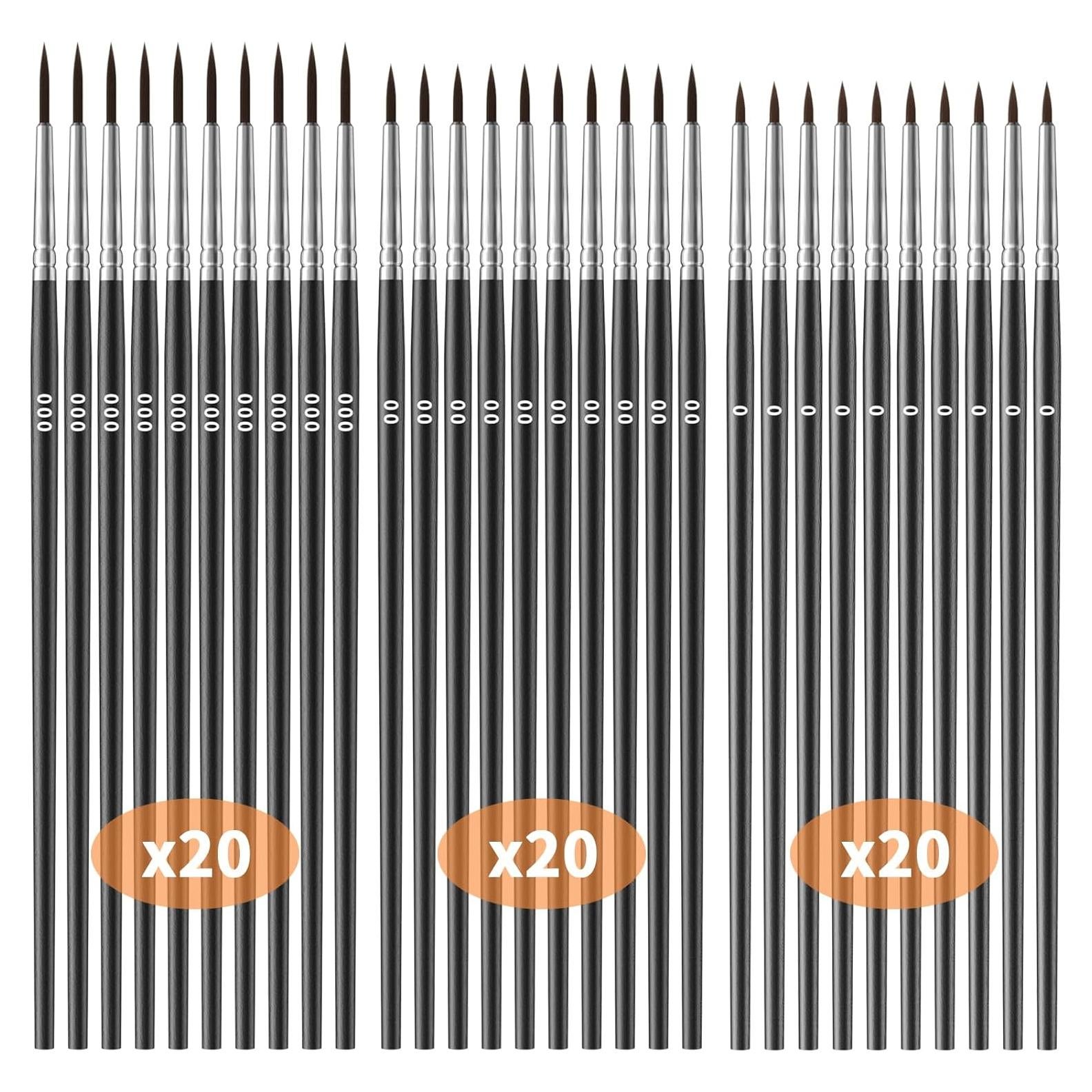 Juego de Pinceles de Detalle ZRLEI 60 Pcs Punta Fina Miniatura