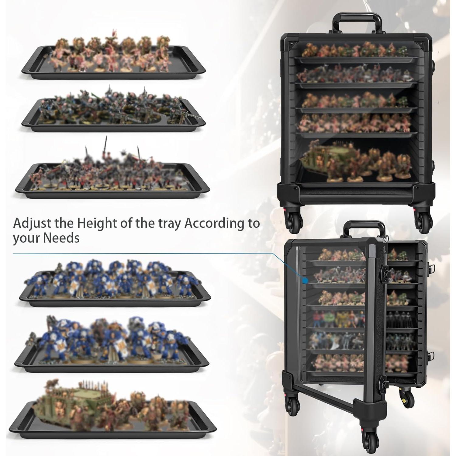 Caja de Almacenamiento de Miniaturas WELIDAY con Carro Grande