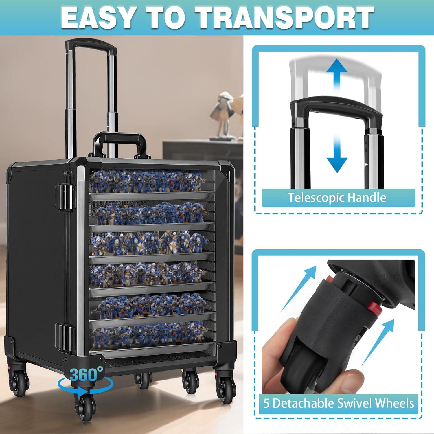Caja de Almacenamiento de Miniaturas WELIDAY con Carro Grande