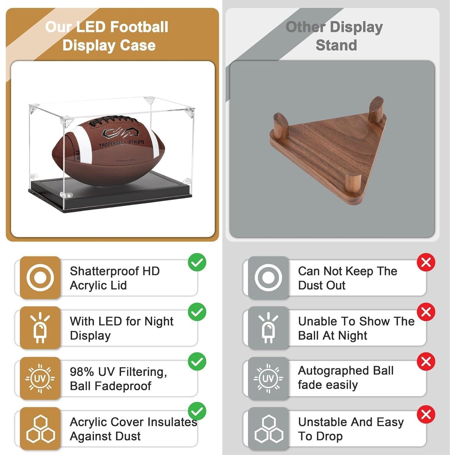 Estuche para Fútbol GYaozii con Luz LED y Base de Madera