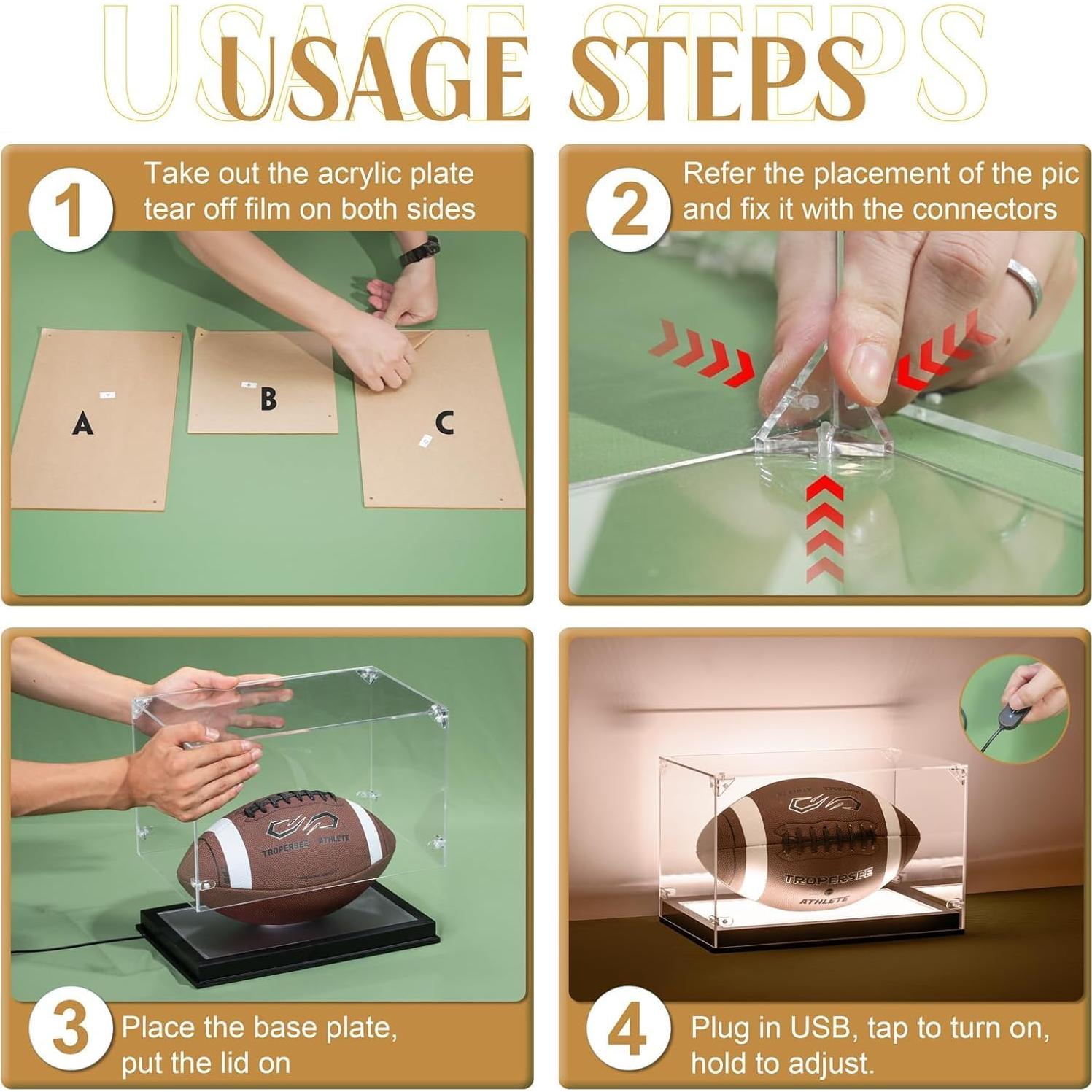 Estuche para Fútbol GYaozii con Luz LED y Base de Madera