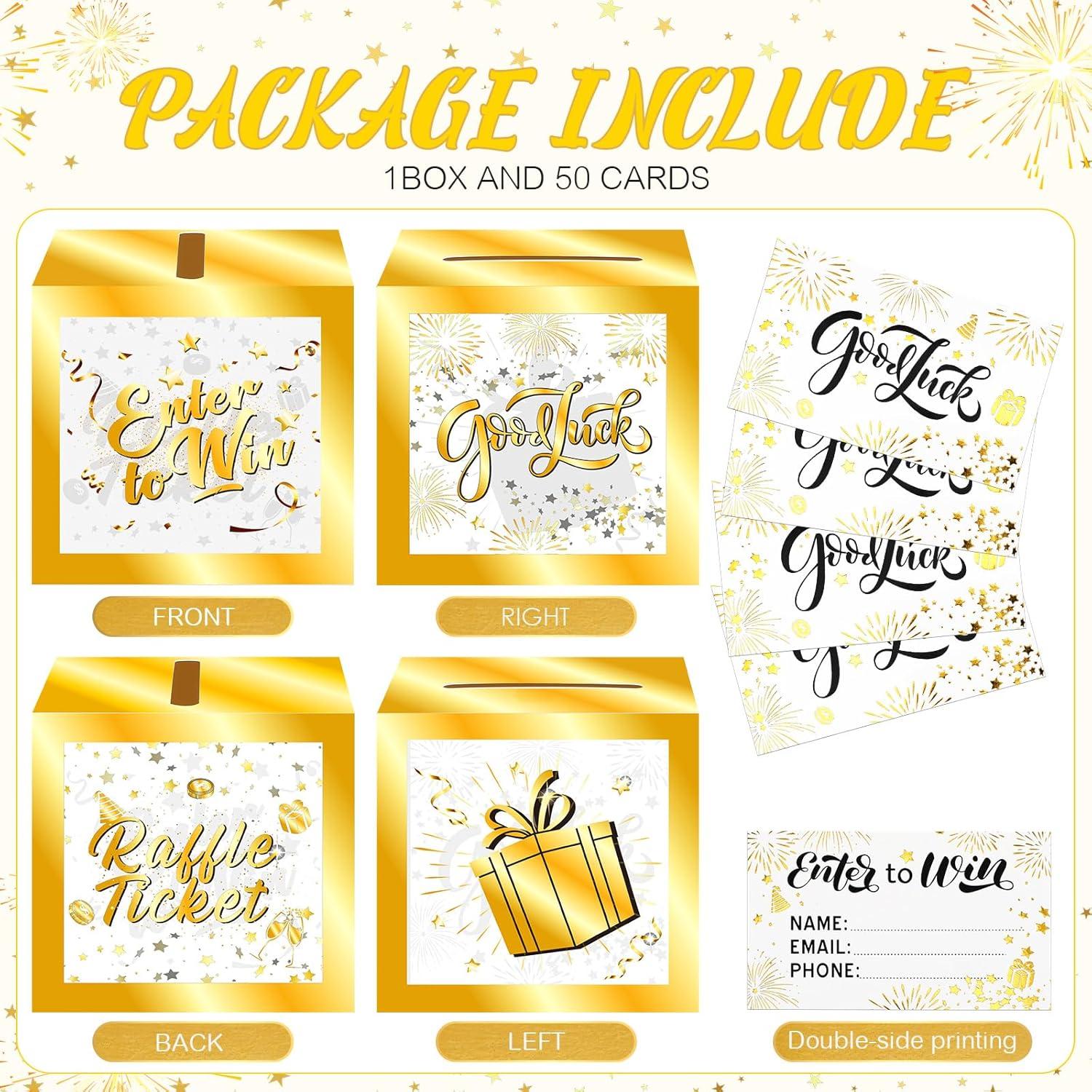 Caja de Rifa Spiareal Blanca y Dorada con 36 Tarjetas