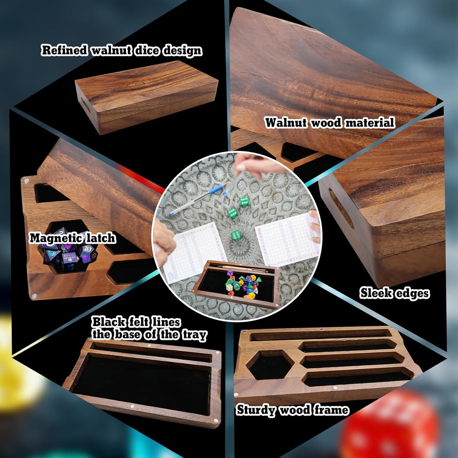 Caja de Dados de Nogal SENONAPO 2 Pcs 12.2x22.9x4.1cm