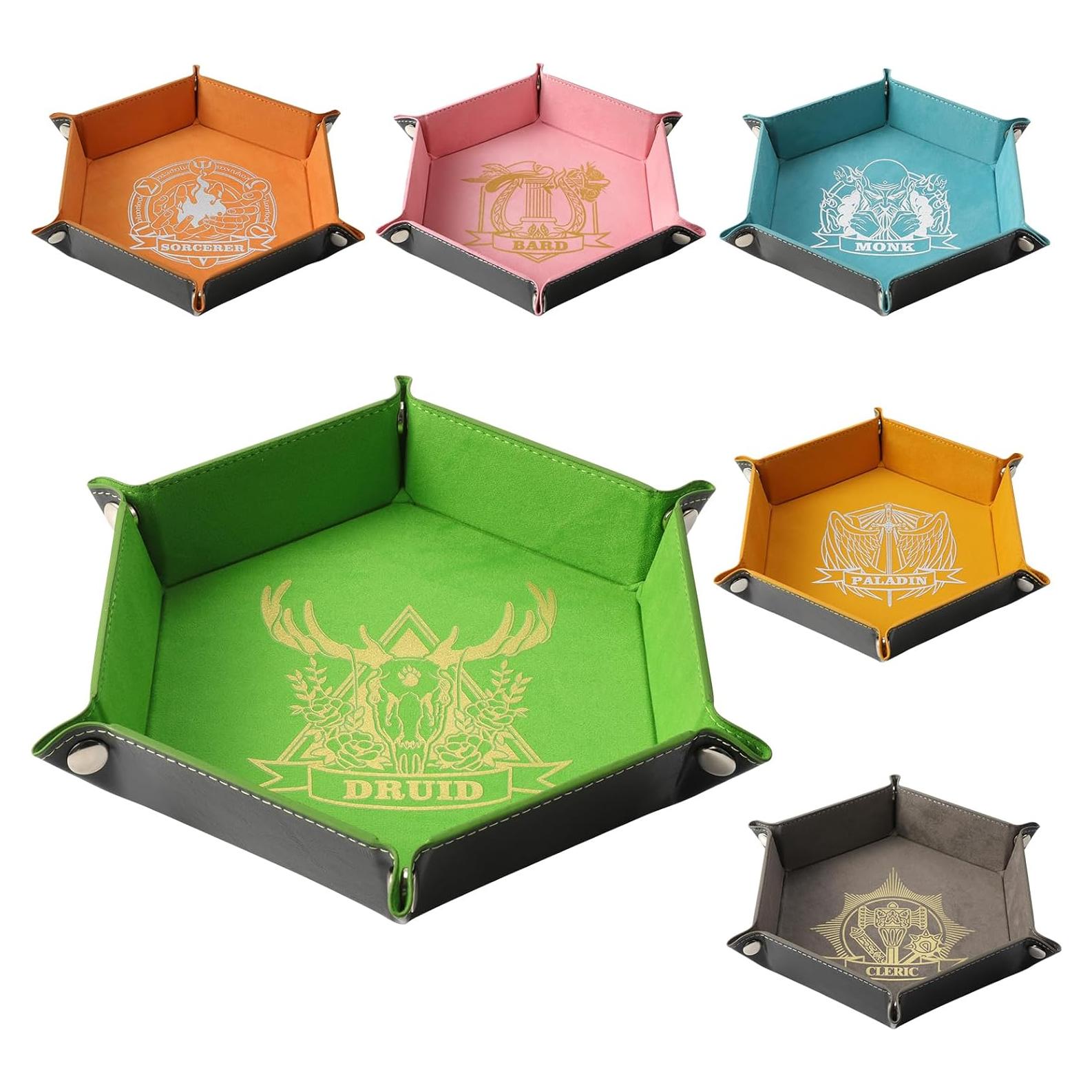 Bandeja de Dados DND Grajar 6 Pcs Hexagonal Cuero PU