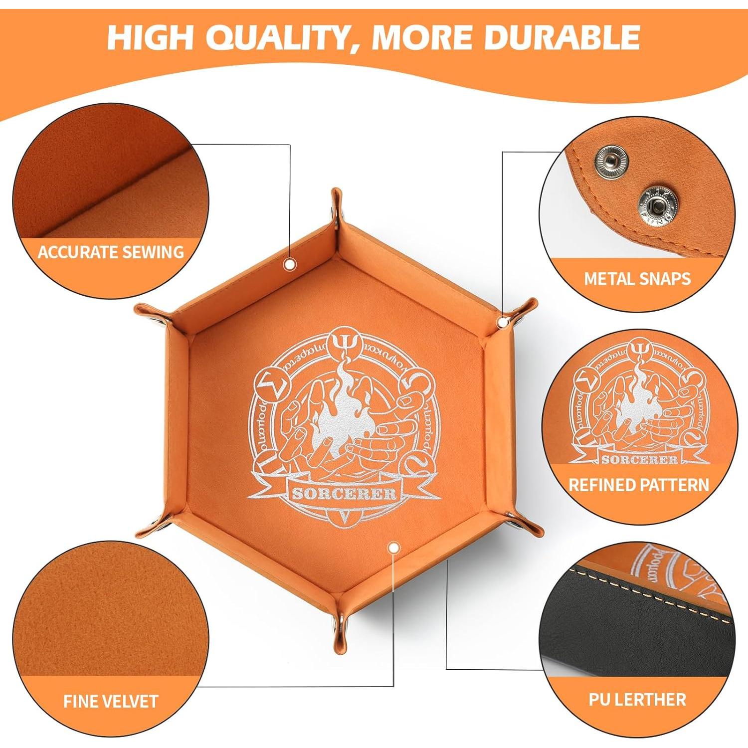 Bandeja de Dados DND Grajar 6 Pcs Hexagonal Cuero PU