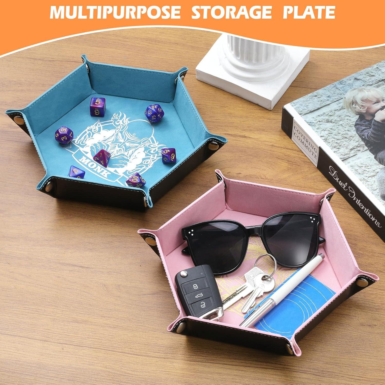 Bandeja de Dados DND Grajar 6 Pcs Hexagonal Cuero PU