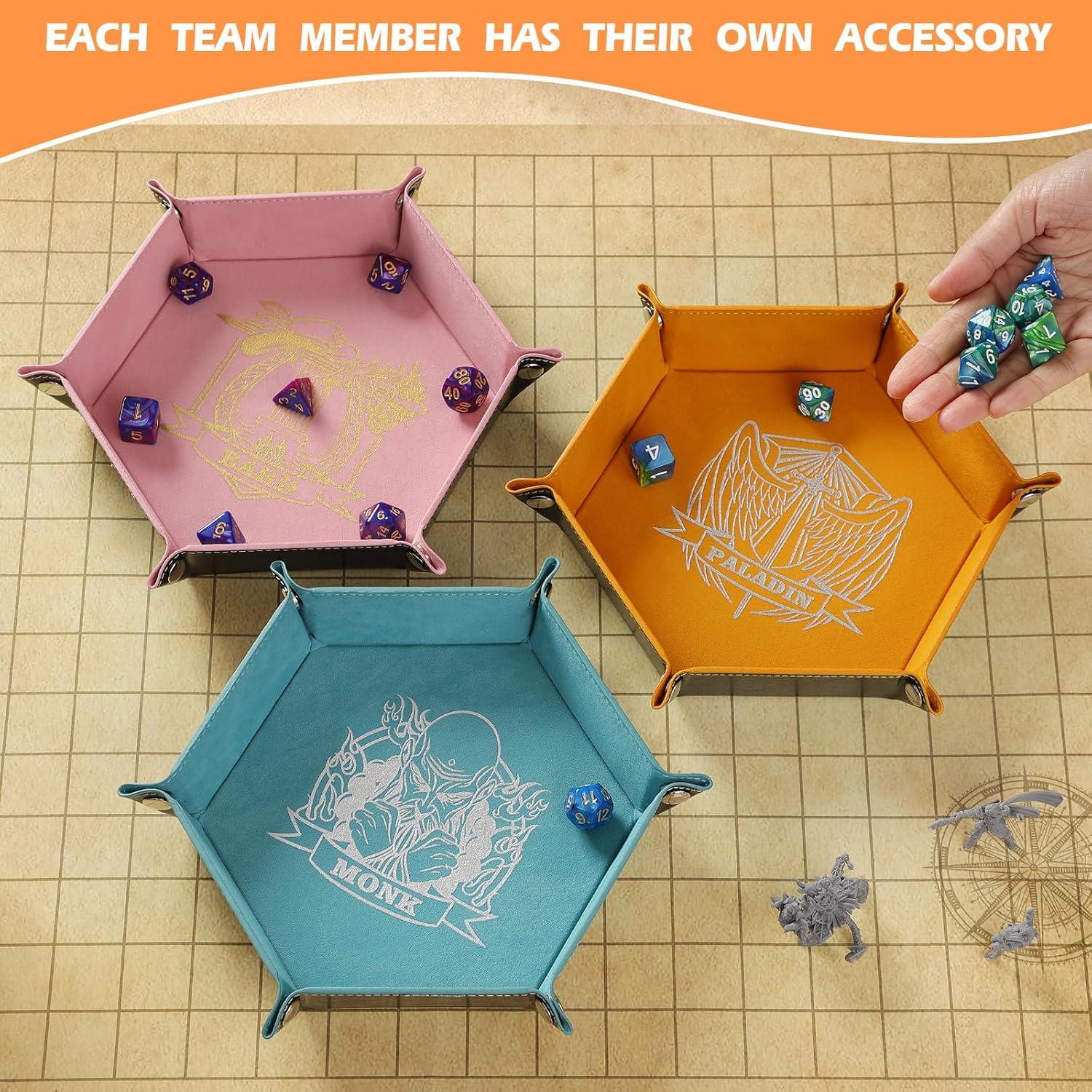 Bandeja de Dados DND Grajar 6 Pcs Hexagonal Cuero PU