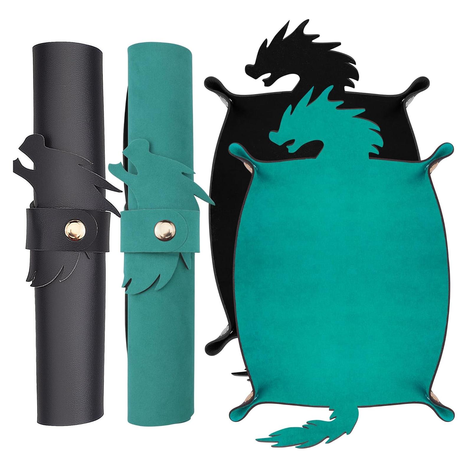 Bandeja de Dados Dragón SIQUK 2 Piezas PU Cuero D&D RPG