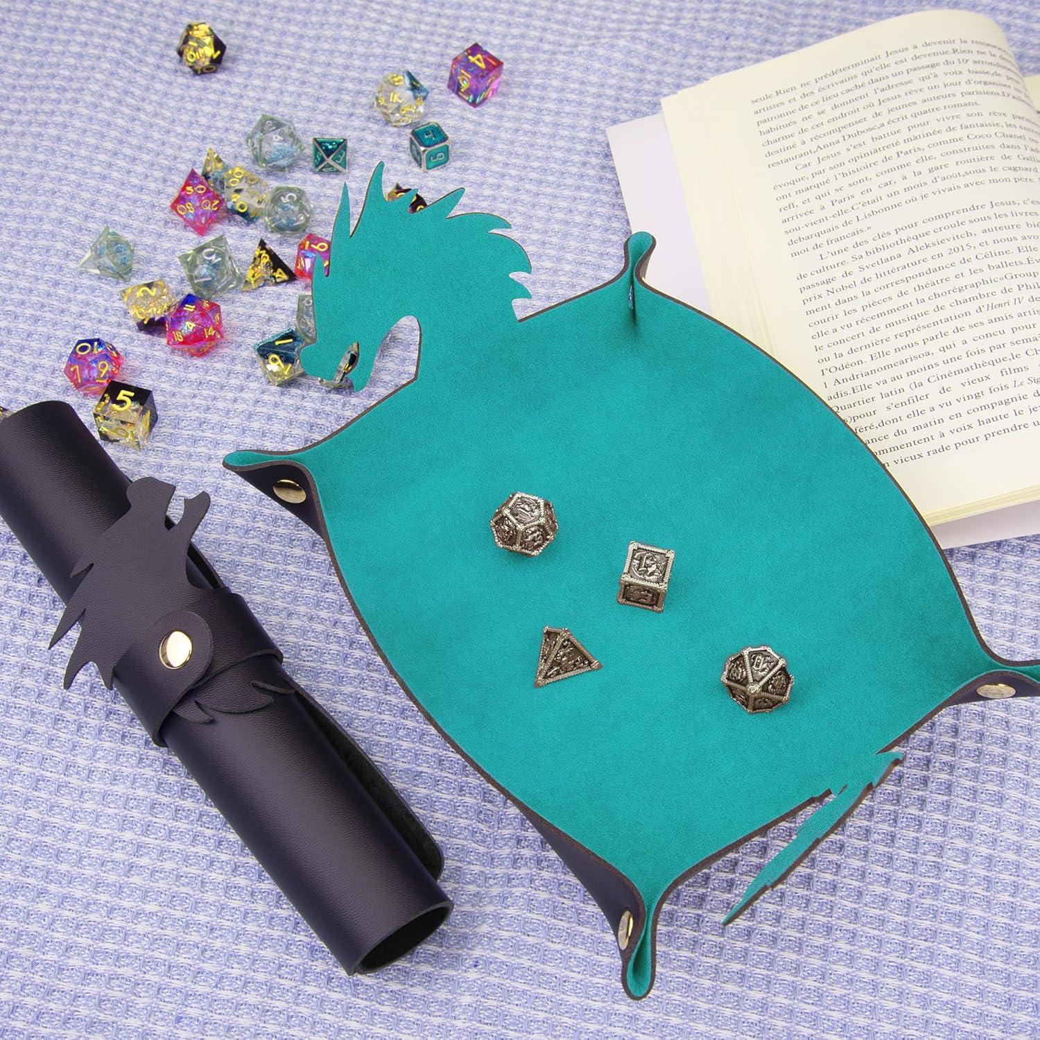 Bandeja de Dados Dragón SIQUK 2 Piezas PU Cuero D&D RPG