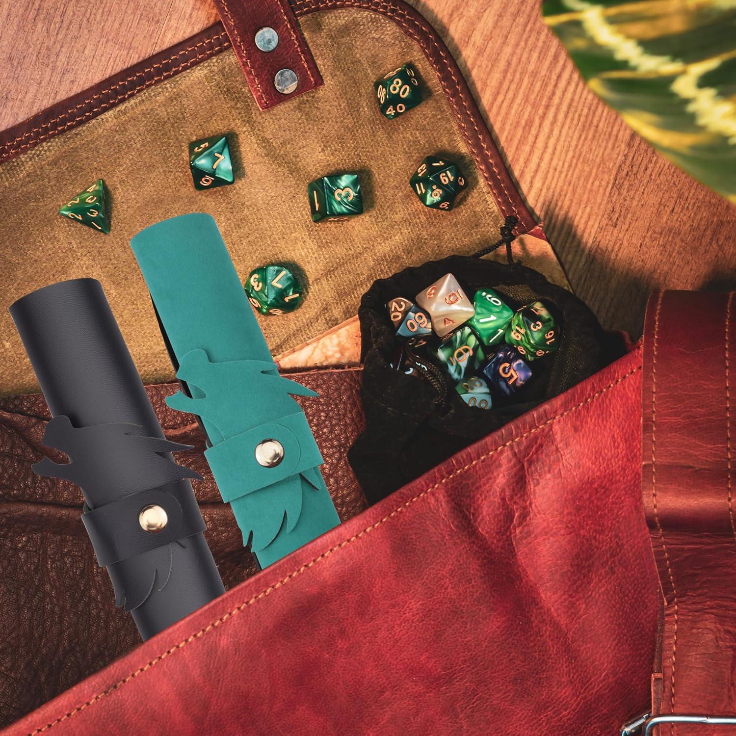 Bandeja de Dados Dragón SIQUK 2 Piezas PU Cuero D&D RPG