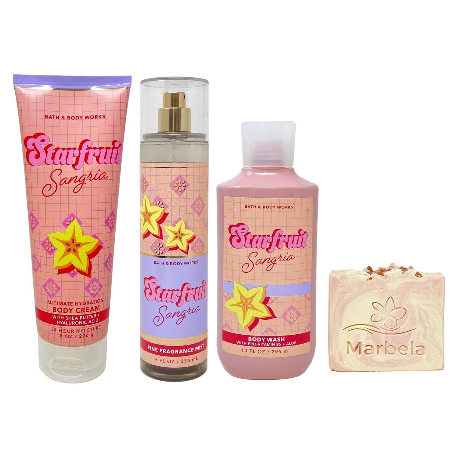 Conjunto de Regalo Bath & Body Works Sangría de Fruta Estrella - Crema, Bruma y Jabón 4 oz
