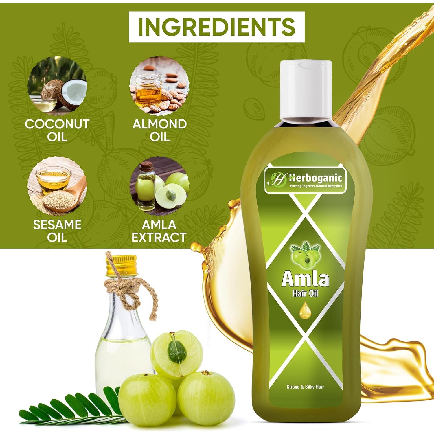 Aceite Herbal de Amla Herboganic 148 ml - Crecimiento Cabello