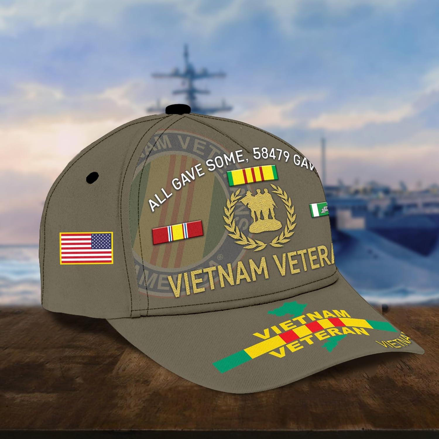 Gorra de Veterano de Vietnam Vetadn Unisex Ajustable 100% Poliéster
