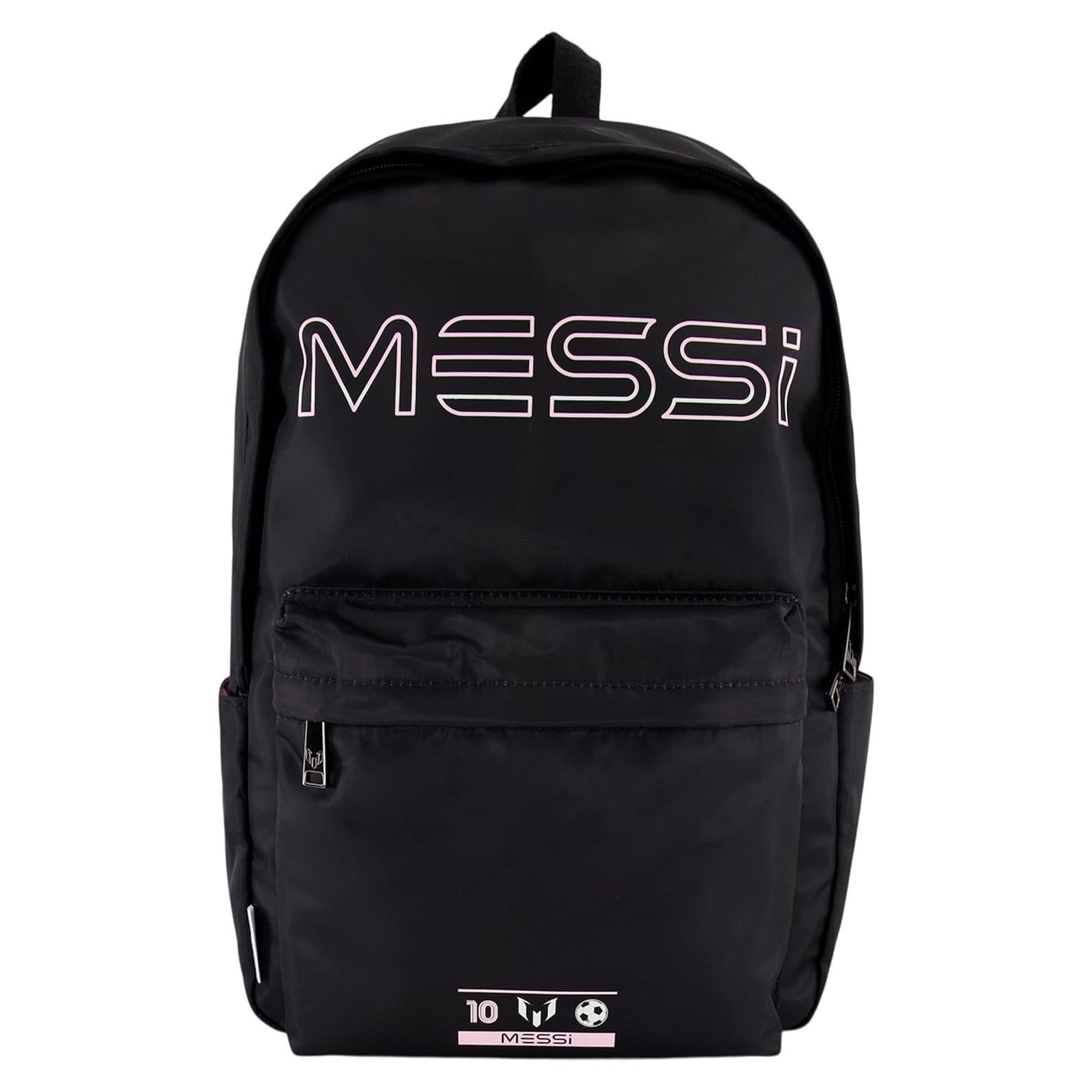 Mochila Escolar Messi Unisex Ajustable Negro/Rosa 37.85L