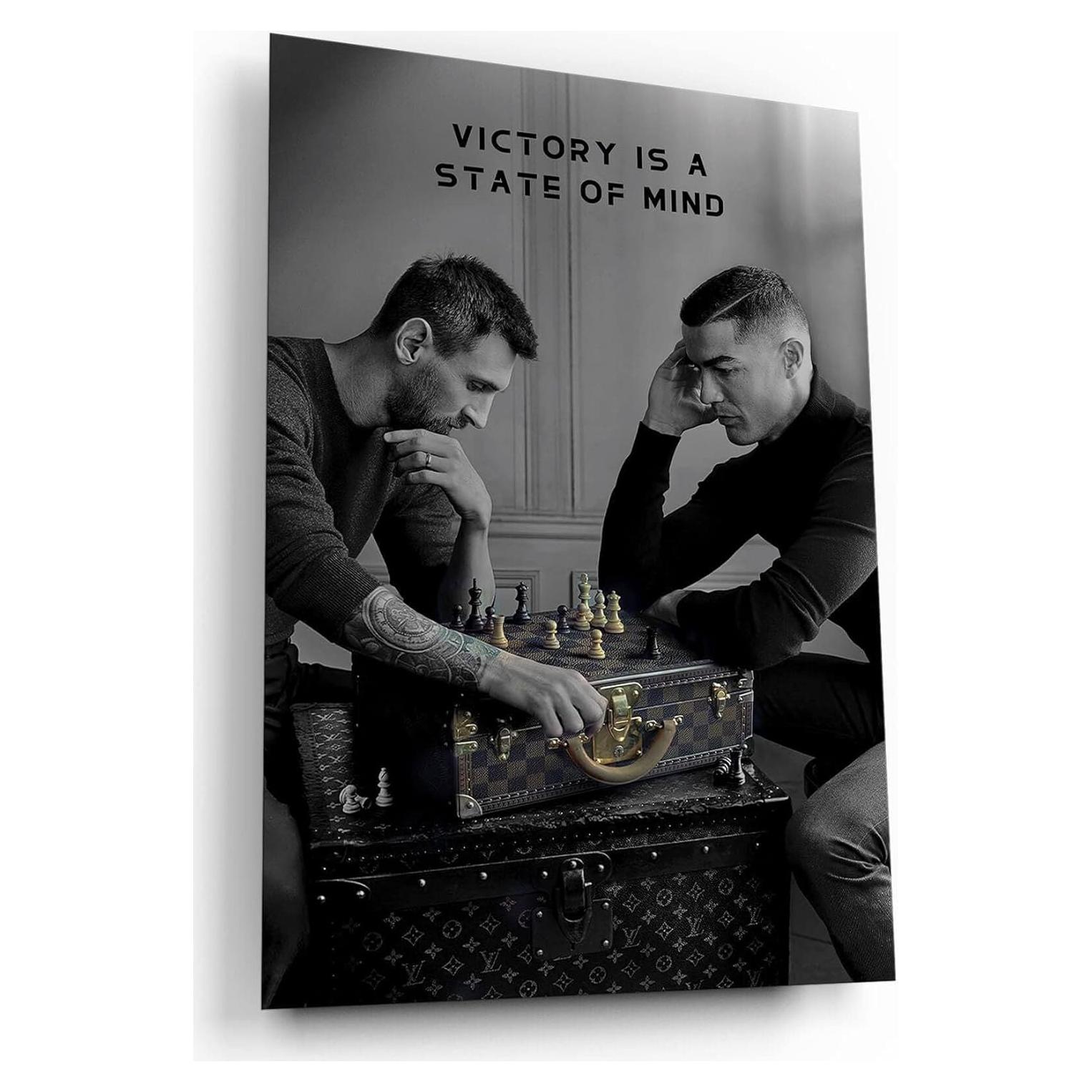 Póster de Ajedrez Messi vs Ronaldo en Lienzo 60x40 cm