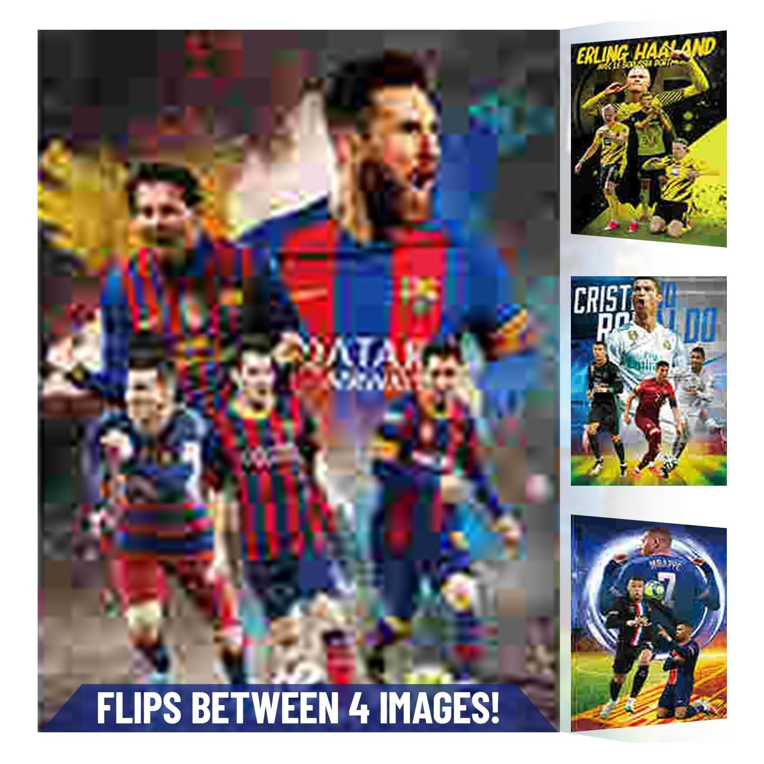 Póster 3D Soccer Stars 1 Flip - Haaland, Messi, Ronaldo, Mbappé - 40.64x30.48 cm