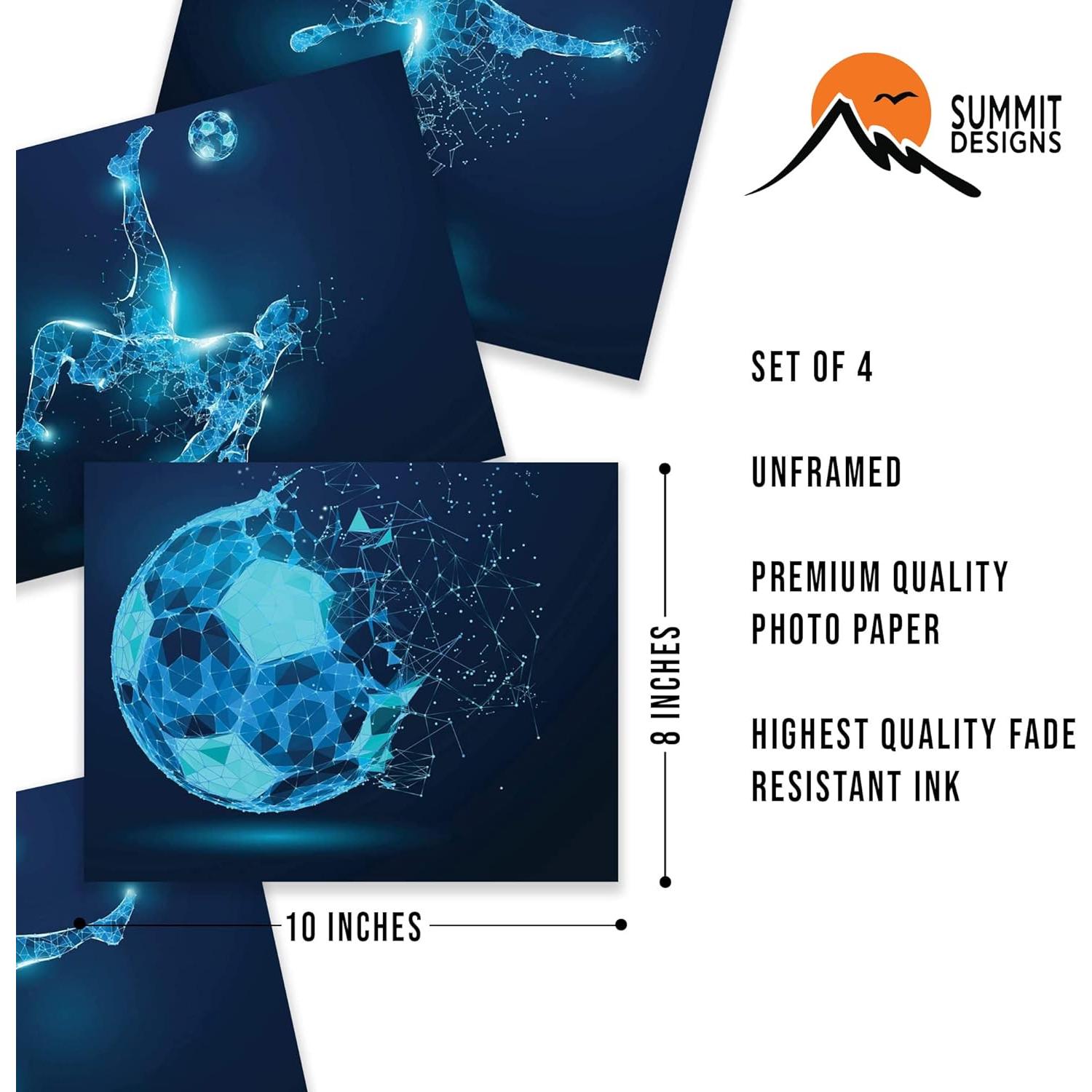 Conjunto de 4 Pósters de Fútbol 20x25 cm Sin Marco - Summit Designs