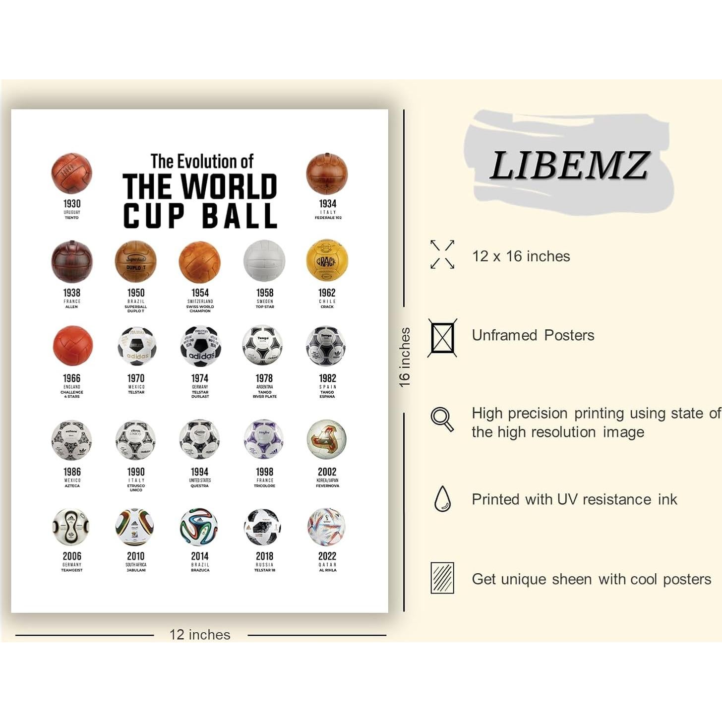 Póster de Fútbol Libemz Copa del Mundo Sin Marco 30x40 cm
