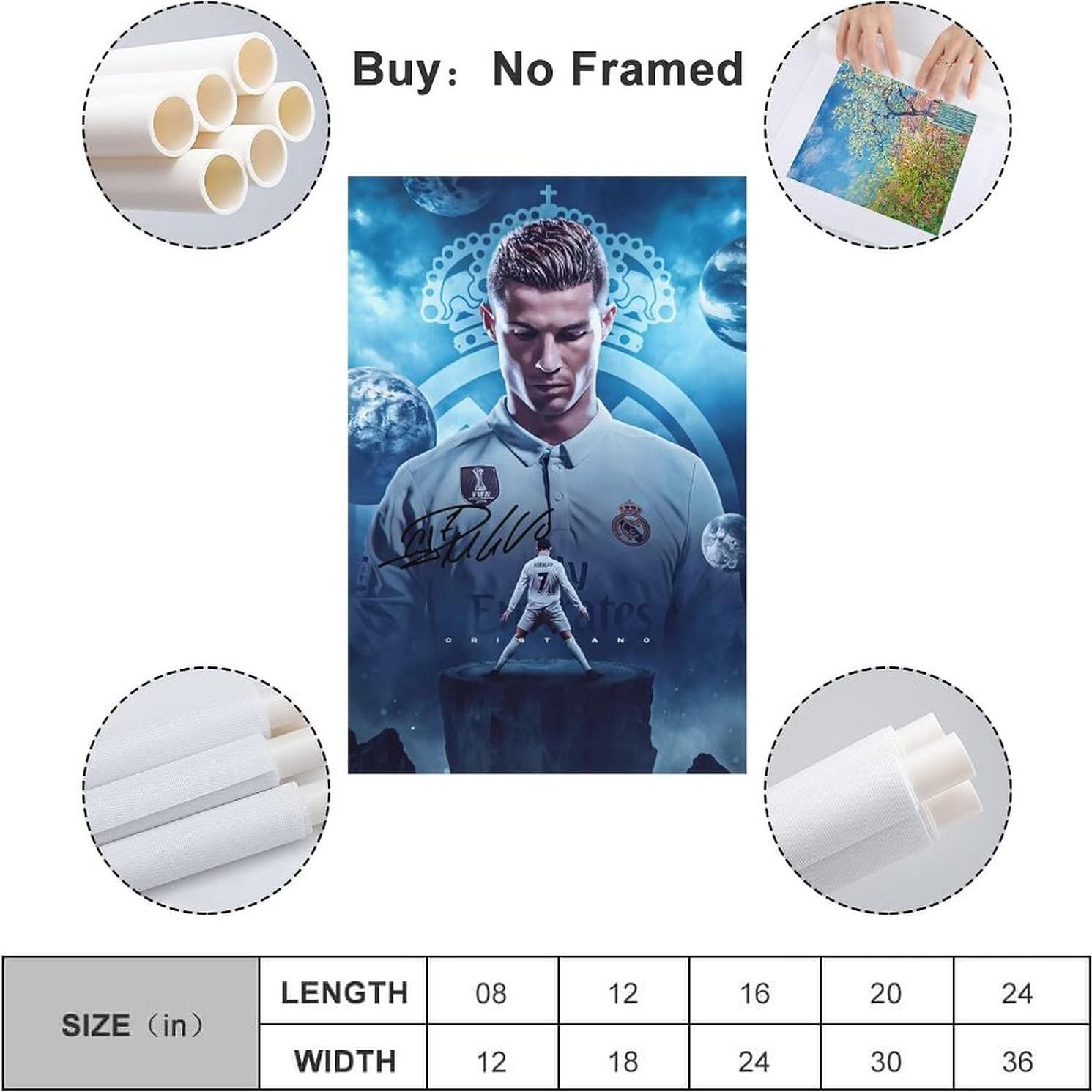 Póster de Lienzo Cristiano Ronaldo 40x60cm Decoración Hogar